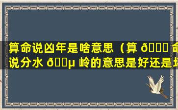 算命说凶年是啥意思（算 🍀 命说分水 🐵 岭的意思是好还是坏）